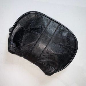 3/$20 Black Leather Makeup Travel Bag Vintage